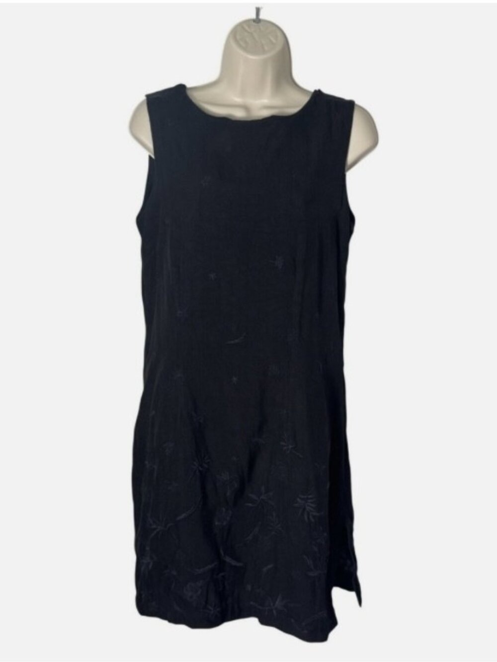 Ladies Vintage Tommy Bahama 100% Silk Black Palm Tree Embroidered Dress - Size 8